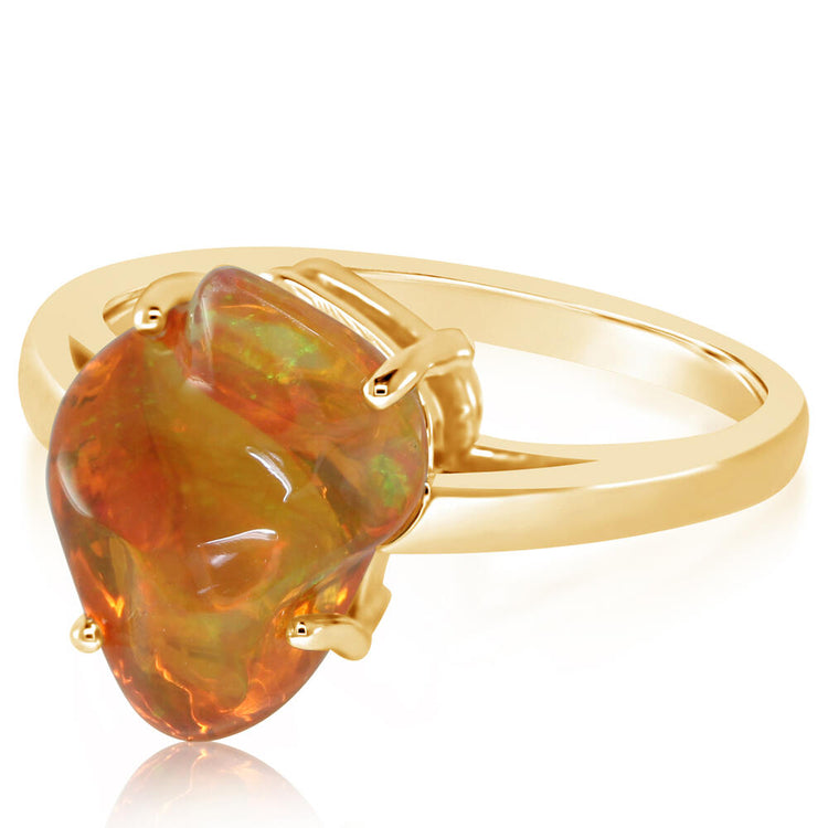 14K Yellow Gold Fire Opal Ring