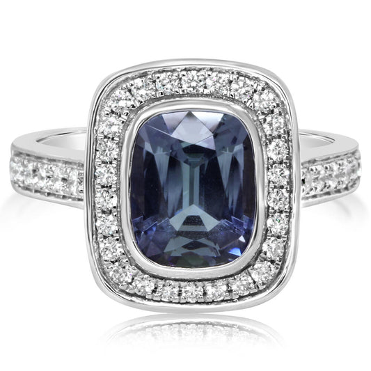 14K White Gold Peacock Tanzanite/Diamond Ring