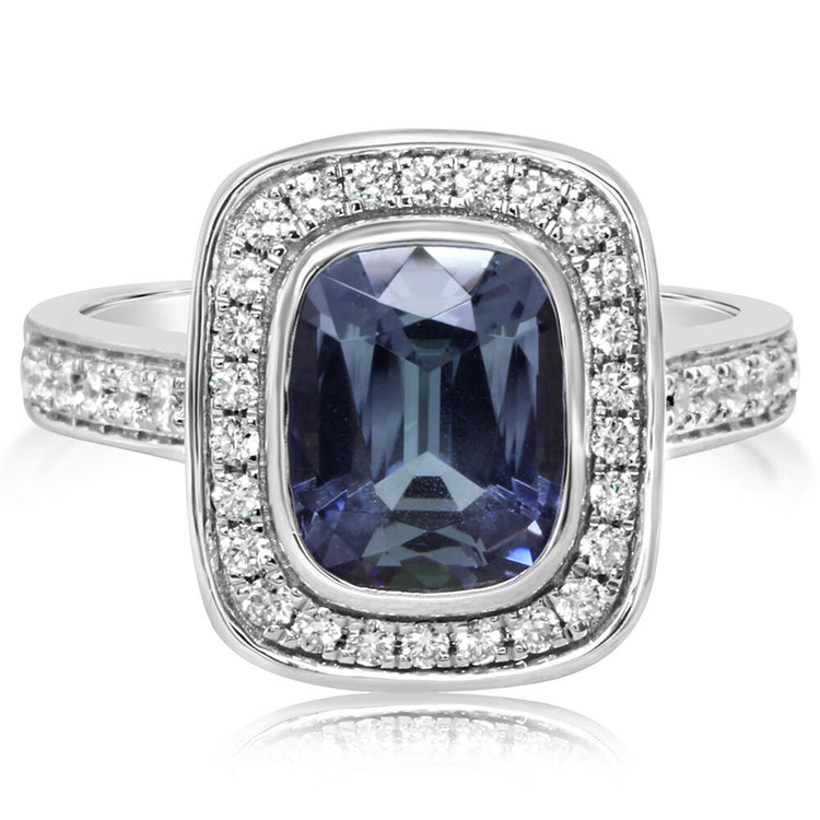 14K White Gold Peacock Tanzanite/Diamond Ring