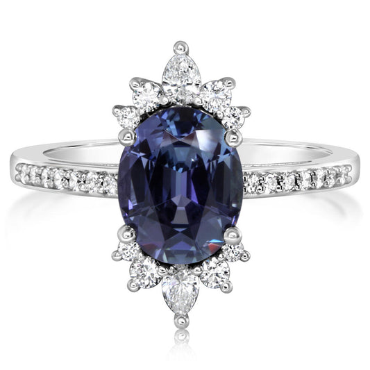 14K White Gold Peacock Tanzanite/Diamond Ring