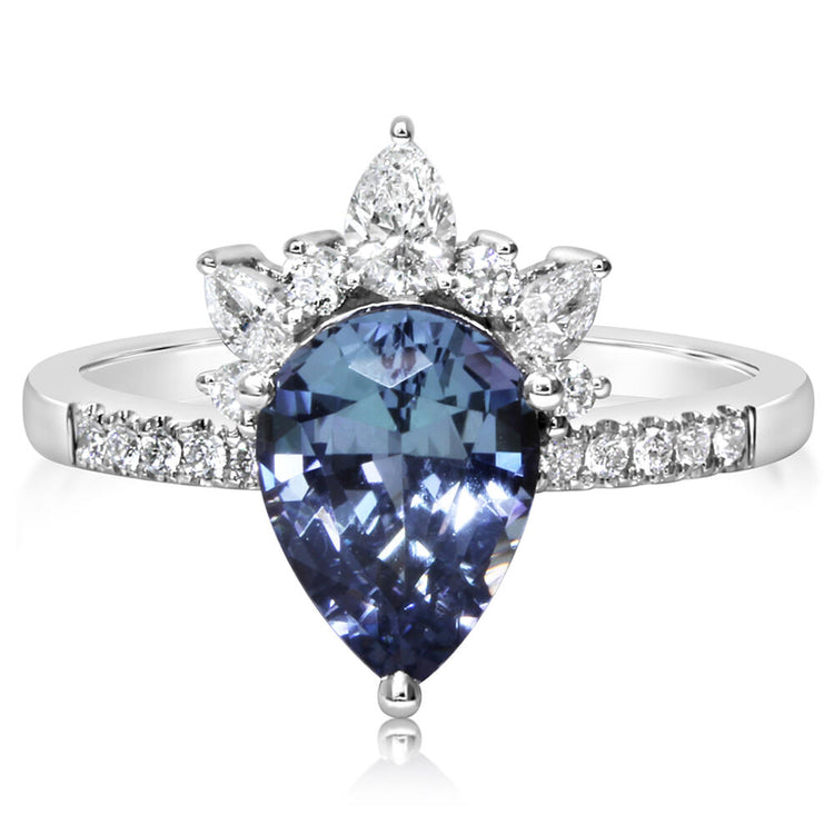 14K White Gold Peacock Tanzanite/Diamond Ring