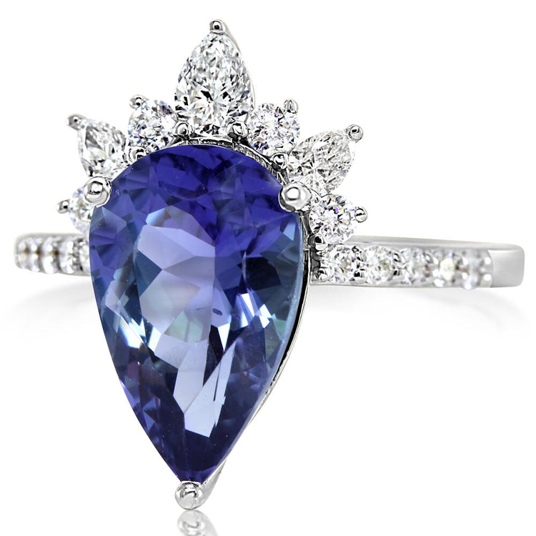 14K White Gold Ceylon Sapphire/Diamond Ring