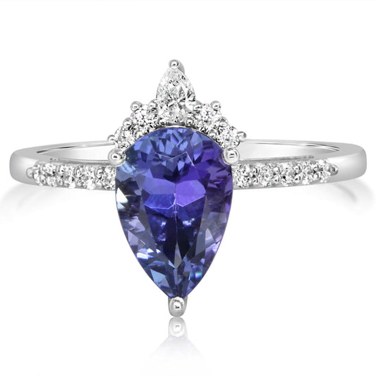 14K White Gold Peacock Tanzanite/Diamond Ring