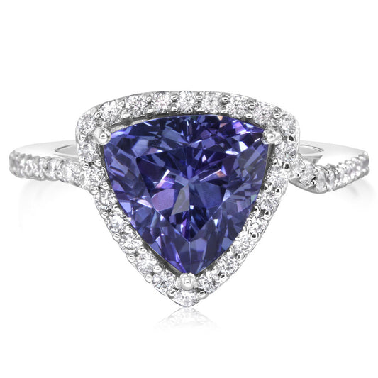 14K White Gold Peacock Tanzanite/Diamond Ring