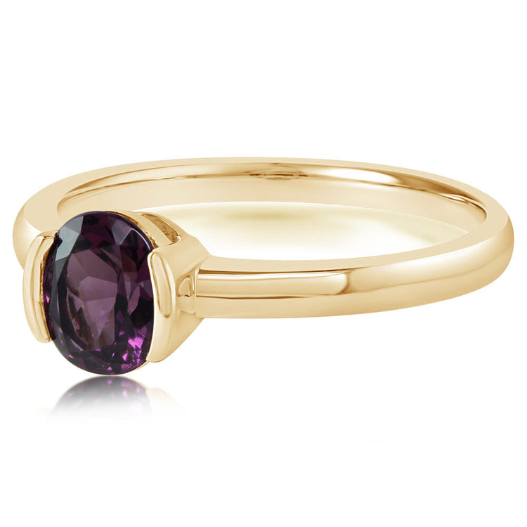 14K Yellow Gold Purple Garnet Ring