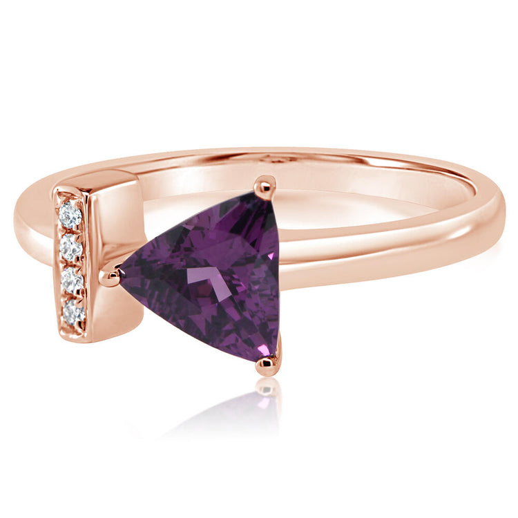 14K Yellow Gold Purple Garnet/Diamond Ring