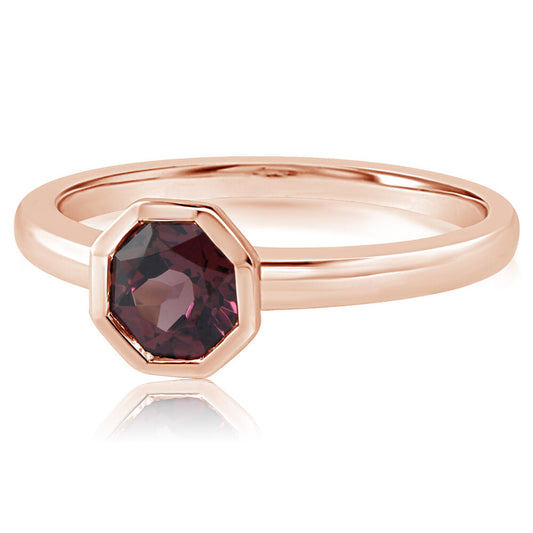 14K Rose Gold Rhodolite Garnet Ring