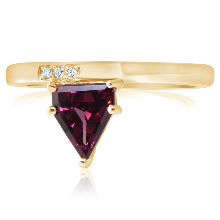 14K Yellow Gold Rhodolite Garnet/Diamond Ring