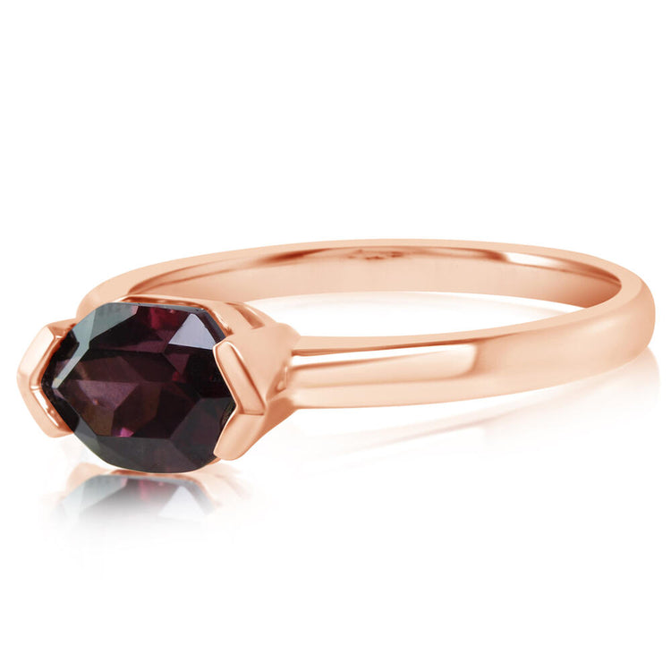 14K Rose Gold Rhodolite Garnet Ring