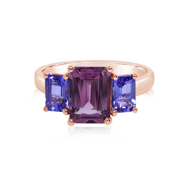 14K Rose Gold Rhodolite/Tanzanite Ring