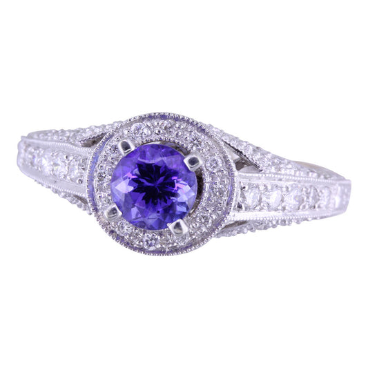 18K White Gold Tanzanite/Diamond Ring