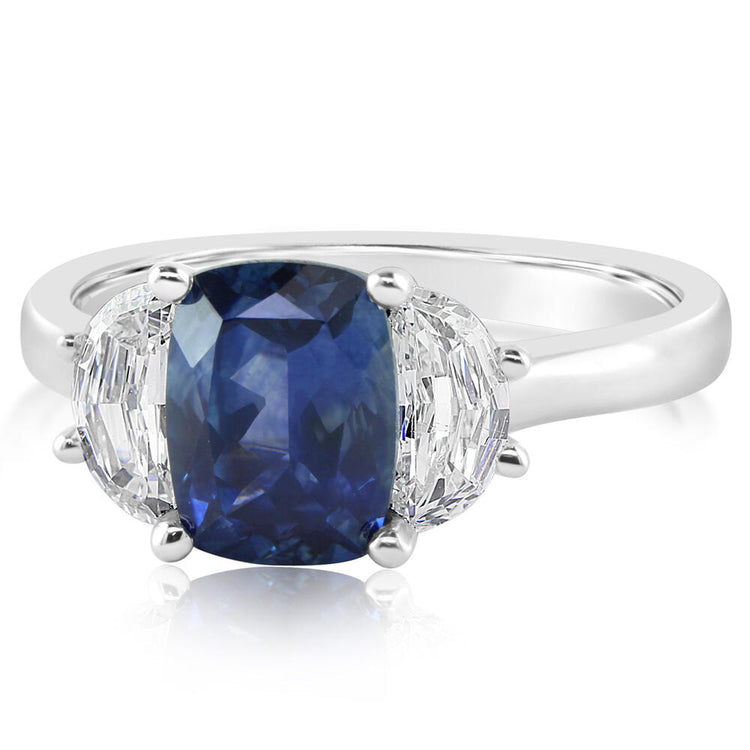 14K White Gold Montana Sapphire/Diamond Ring