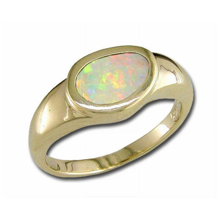 14K Yellow Gold Australian Natural Opal Ring