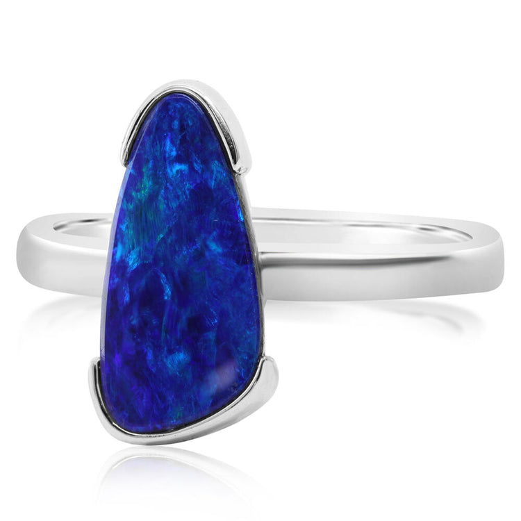 14K Yellow Gold Australian Opal Doublet Ring