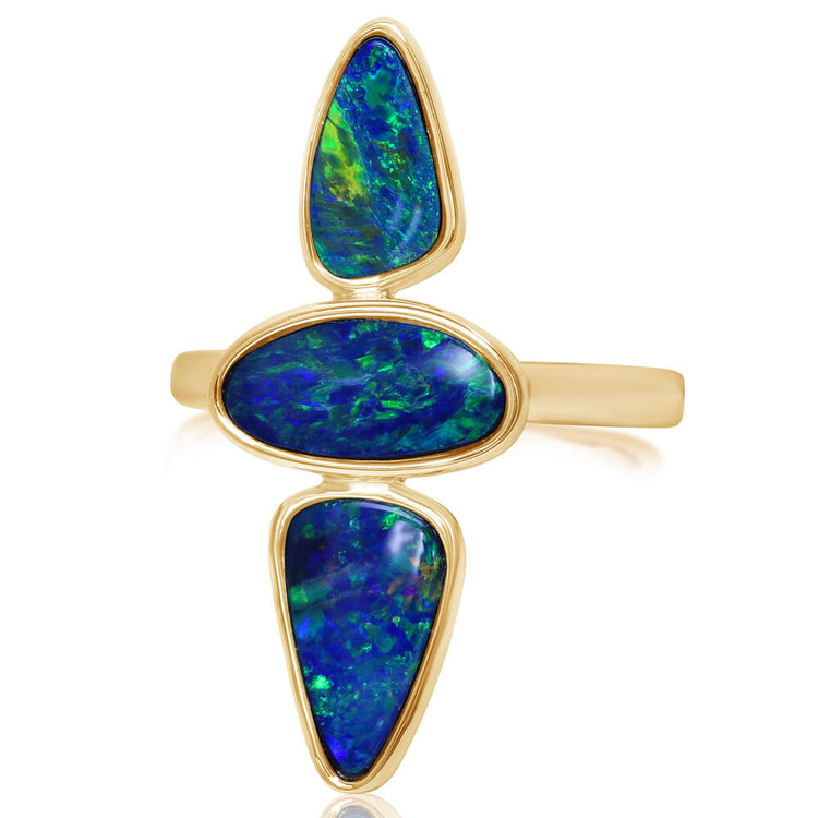 14K White Gold Australian Opal Doublet Pendant