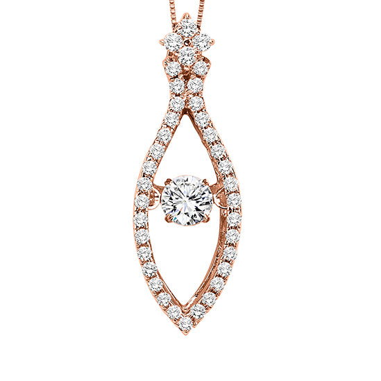 14K Rose Gold Diamond Rhythm Of Love Pendant 1/2 ctw