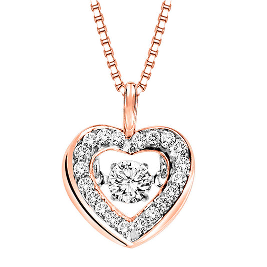 14K Rose Gold Diamond Rhythm Of Love Pendant 1/3 ctw