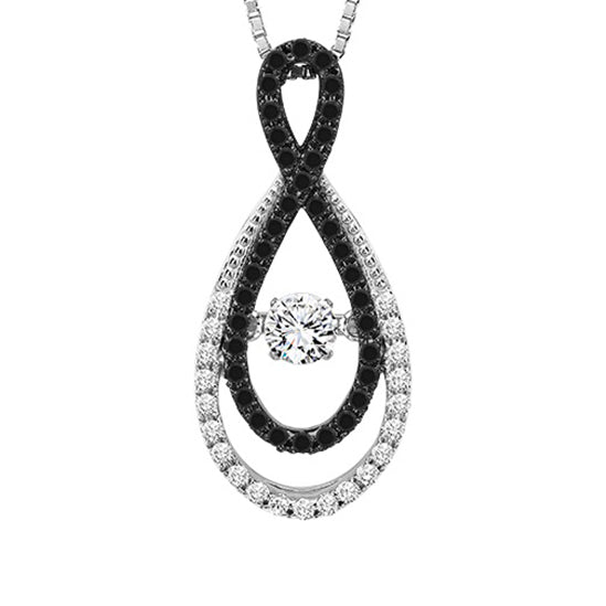 14K Black & White Diamond Rhythm Of Love Pendant 1/2 ctw