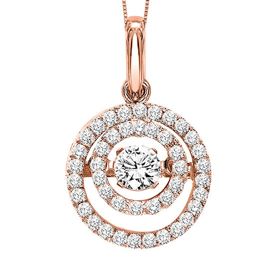 14K Rose Gold Diamond Rhythm Of Love Pendant 3/8 ctw