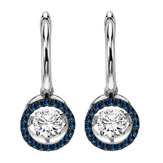 14K Blue & White Diamond Rhythm Of Love Earrings 3/4 ctw