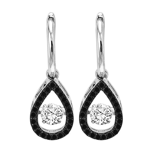 14K Black & White Diamond Rhythm Of Love Earrings 3/4 ctw