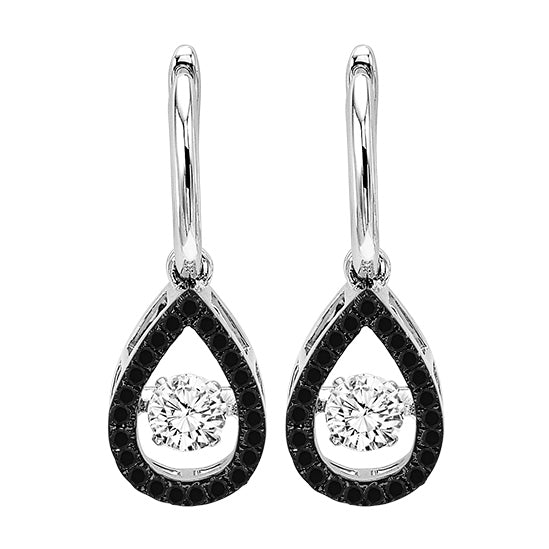 14K Black & White Diamond Rhythm Of Love Earrings 3/4 ctw