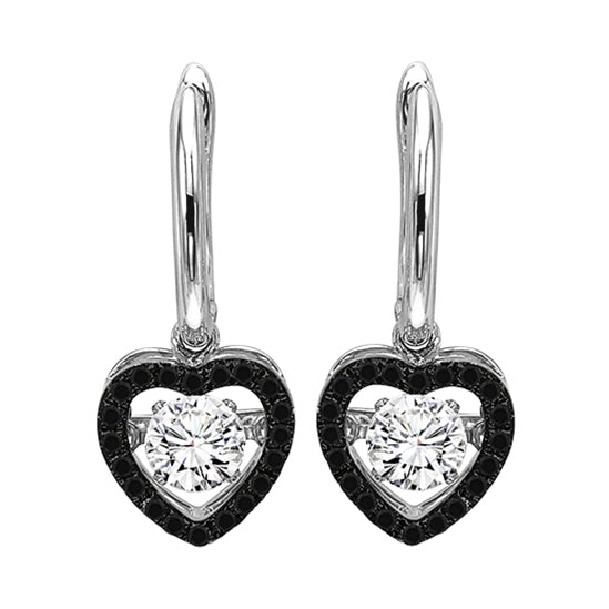 14K Black & White Diamond Rhythm Of Love Earrings 3/4 ctw