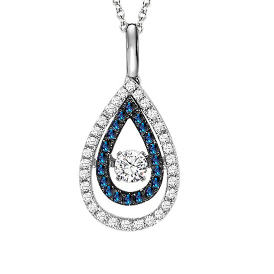 14K Blue & White Diamond Rhythm Of Love Pendant 3/8 ctw