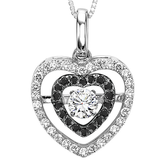 14K Black & White Diamond Rhythm Of Love Pendant 3/8 ctw