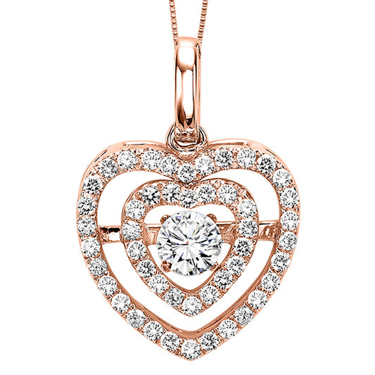 14K Rose Gold Diamond Rhythm Of Love Pendant 3/8 ctw