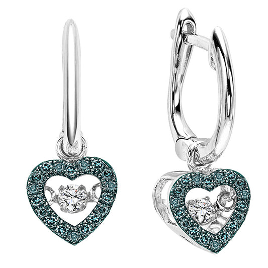 14KY Blue and White Diamond Rhythm Of Love Earrings 1/5 ctw