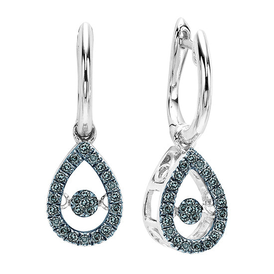 14K Blue & White Diamond Rhythm Of Love Earrings 1/5 ctw