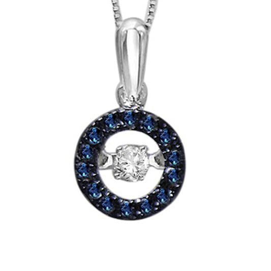 14K Blue & White Diamond Rhythm Of Love Pendant 1/4ctw