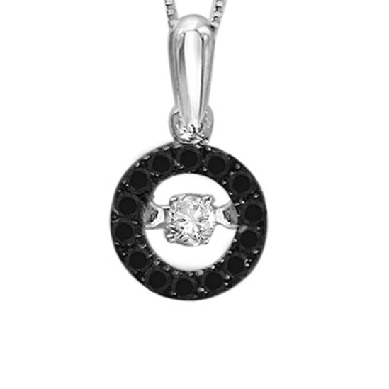 14K Black & White Diamond Rhythm Of Love Pendant 1/4 ctw