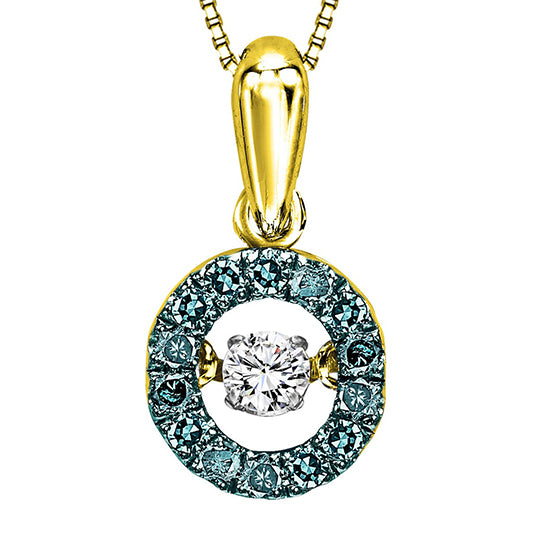 14K Blue Diamond ROL Pendant 1/5 ctw