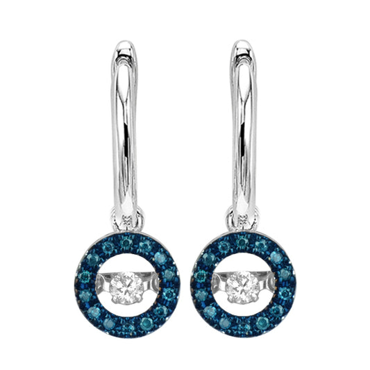 14K Blue & white Diamond Rhythm Of Love Earrings 1/4 ctw