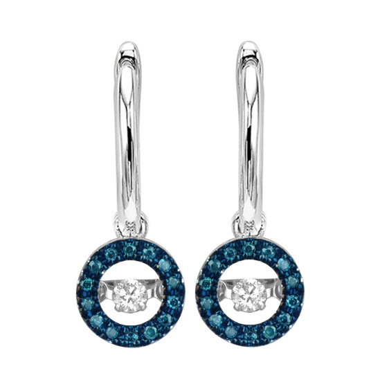 14K Blue & white Diamond Rhythm Of Love Earrings 1/4 ctw