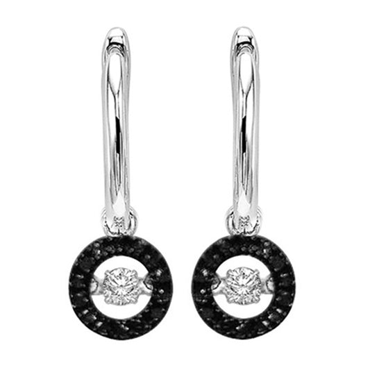 14K Black & White Diamond Rhythm Of Love Earrings 1/4 ctw