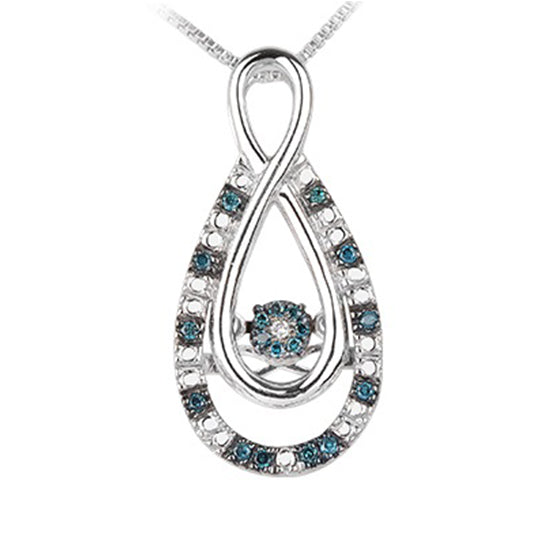 Silver Blue & White Diamond Rhythm Of Love Pendant 1/10 ctw