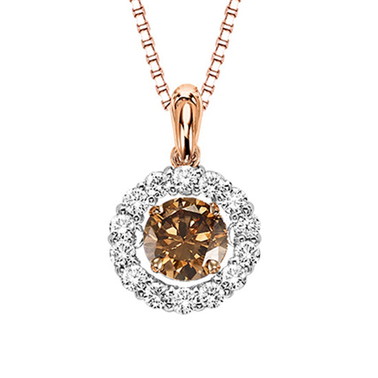 14K Brown & White Diamond ROL Pendant 3/4 ctw