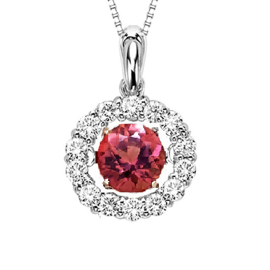 Silver Pink & White Diamond  ROL Pendant