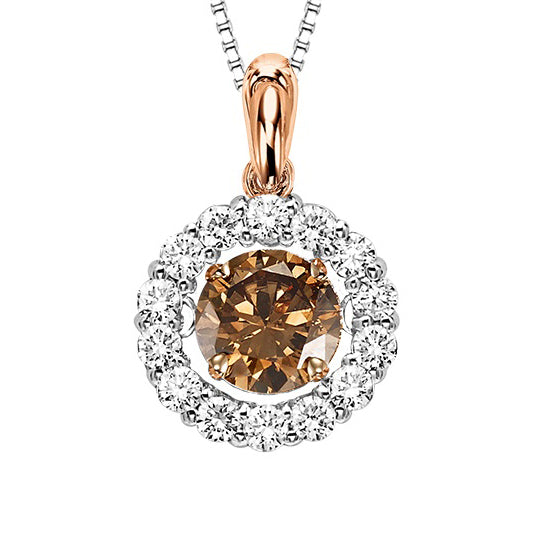 14K Brown & White Diamond ROL Pendant 1 ctw