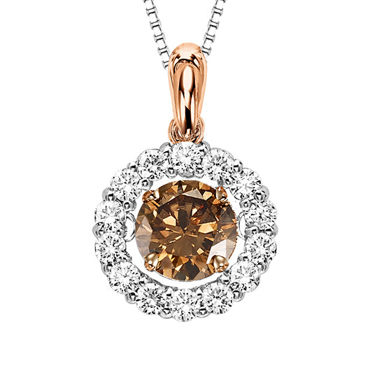 14K Brown & White Diamond ROL Pendant 1 1/4 ctw