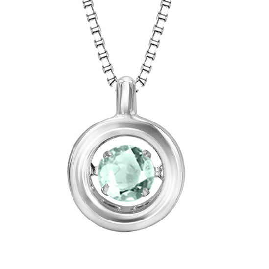 Silver Rol Birthstone - Genuine Aqua Pendant