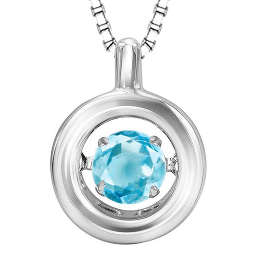 Silver Rol Birthstone - Genuine Blue Topaz Pendant