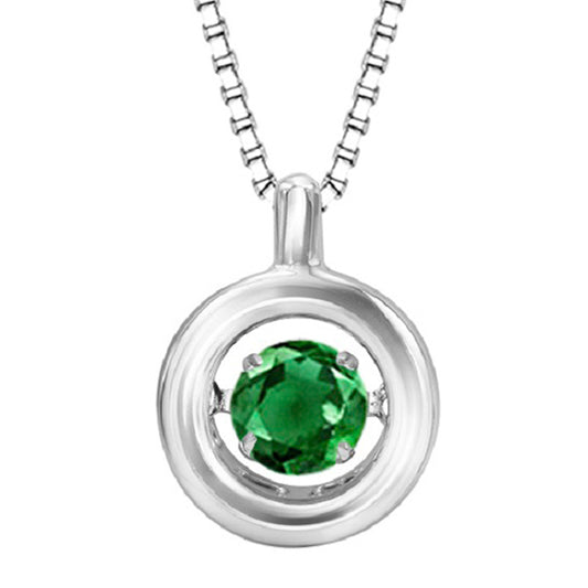 Silver Rol Birthstone - Genuine Emerald Pendant