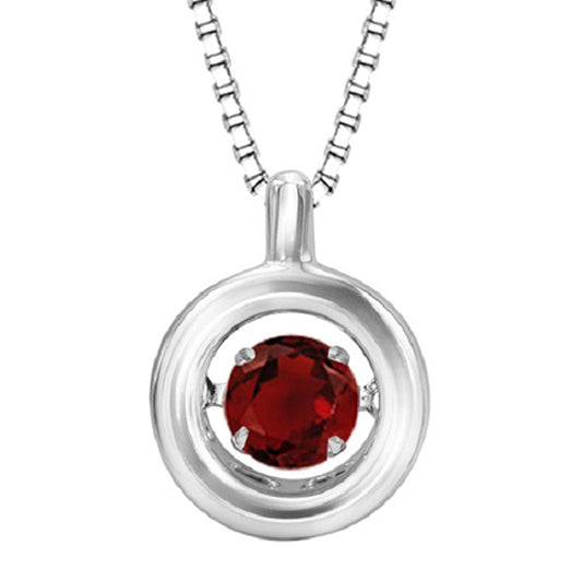 Silver Rol Birthstone - Genuine Garnet Pendant