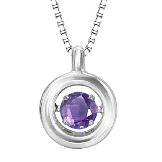 Silver Rol Birthstone - Genuine Amethyst Pendant