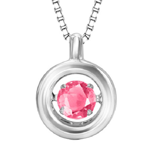 Silver Rol Birthstone - Genuine Pink Tourmaline Pendant