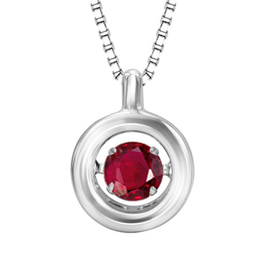 Silver Rol Birthstone - Genuine Ruby Pendant